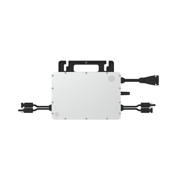 Balkonkraftwerk Wechselrichter wo montieren - Moderner Mikrowechselrichter für Balkonkraftwerke mit mehreren Anschlüssen für Solarmodule und Stromnetz.